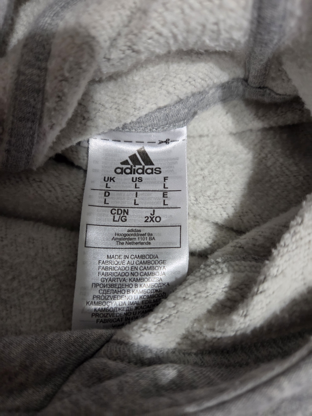 adidas Men’s Light Gray Zip-Up Hoodie Sweater